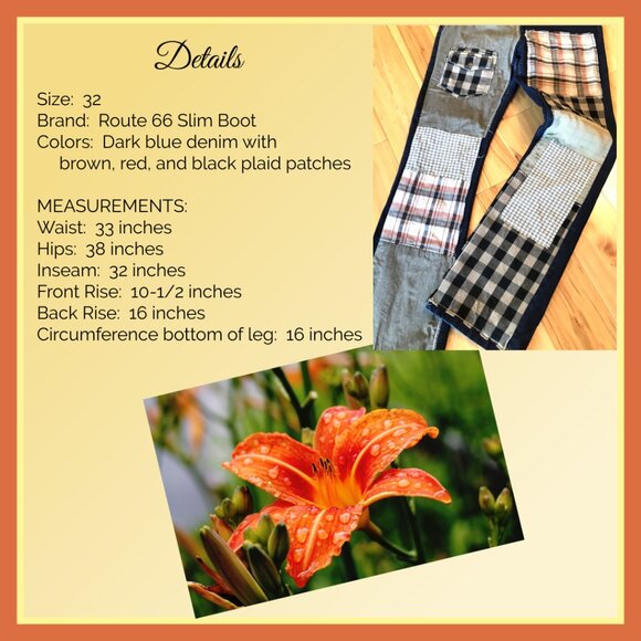 Upcycled Patchwork Jeans 32x32: Tattered Grunge Denim, Campus Life Hippie Pants - Picture 3 of 9